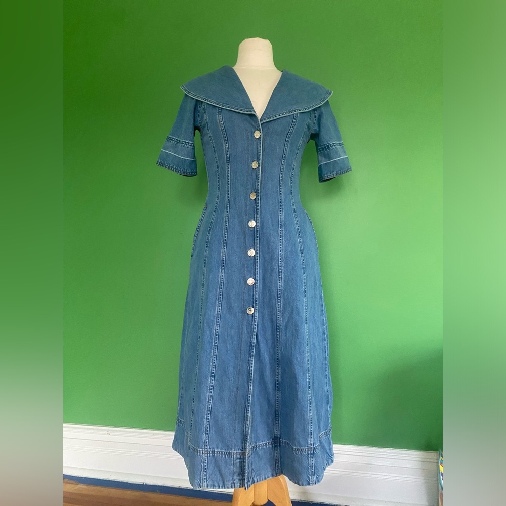 Aligne Sparrow Denim Button-Front Midi Dress - image 2